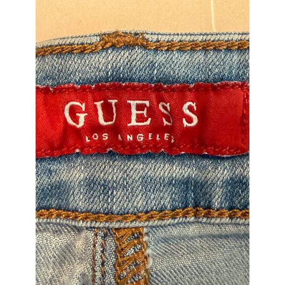 Guess Light Wash Skinny Jeans Size 31 Embroidered LA CA Y2K Street Style - Picture 6 of 9